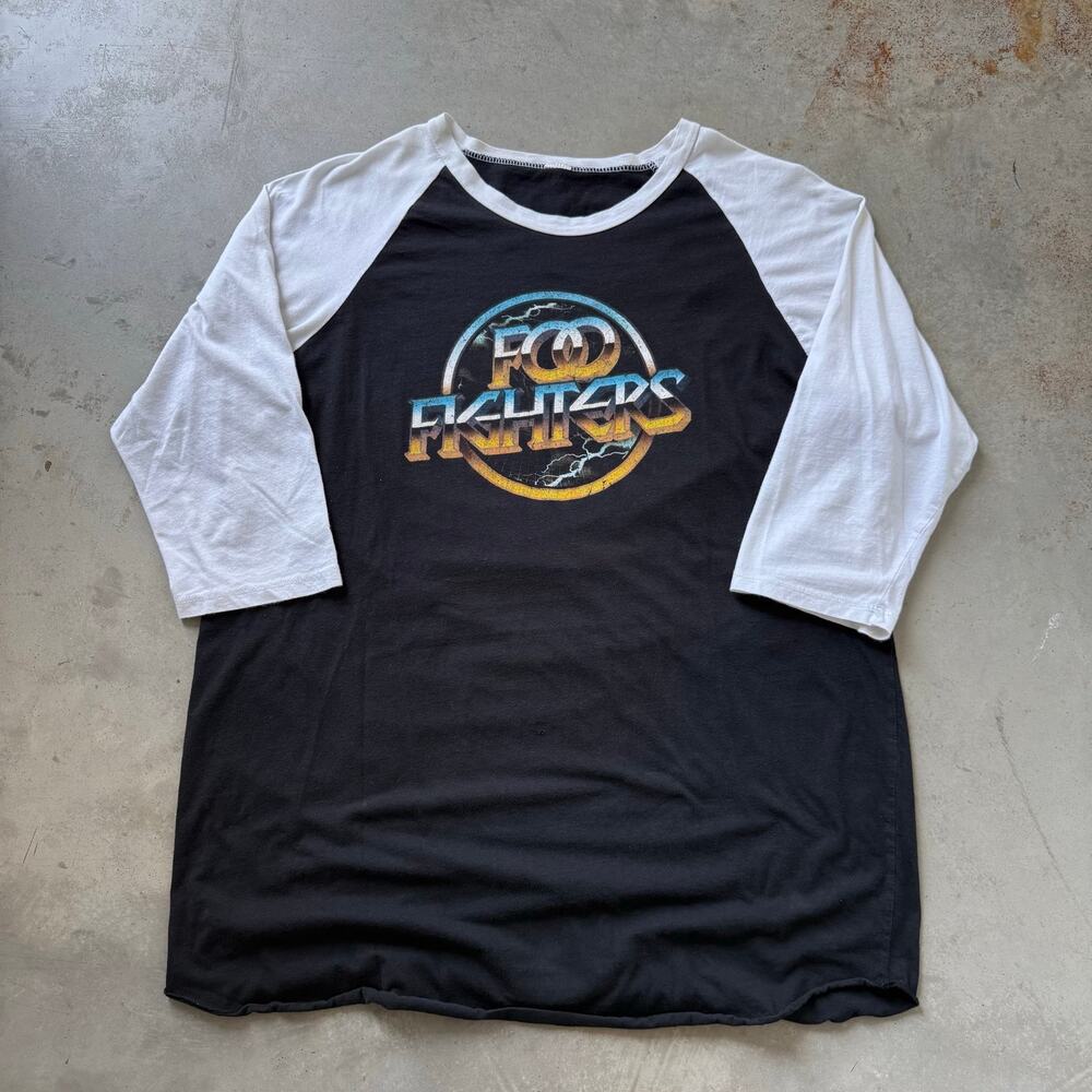 Vintage Y2K Foo Fighters Alternative Grunge Rock Band Raglan T-shirt Size XL